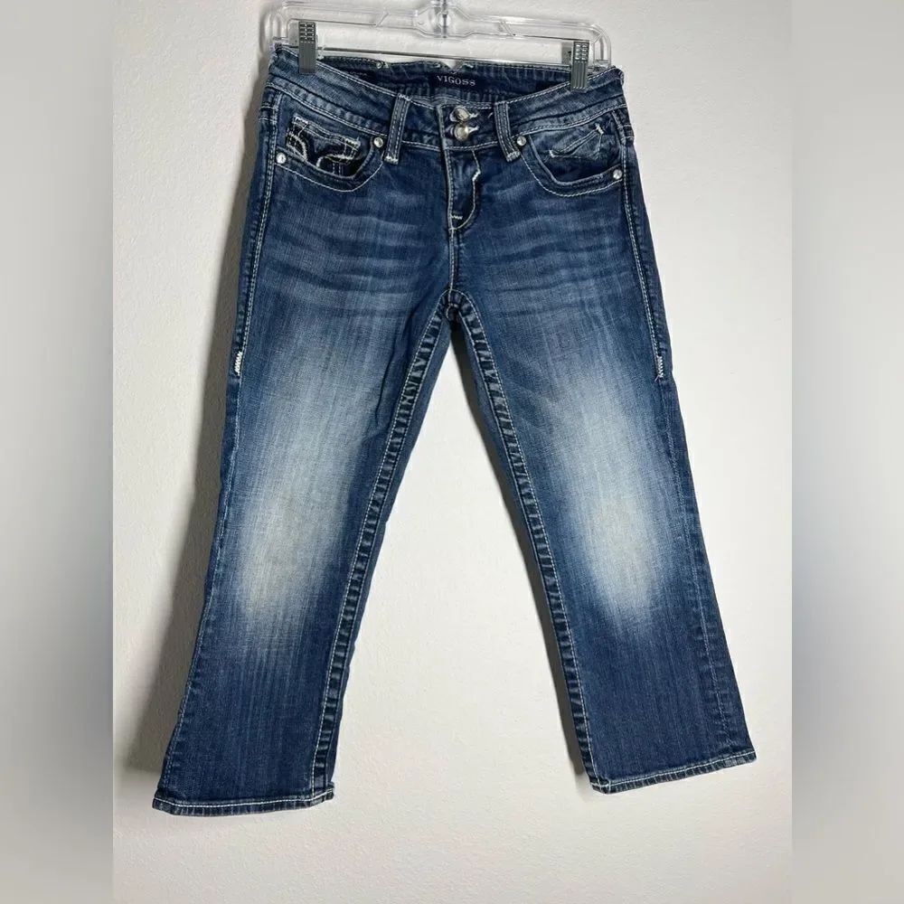 Vigoss Womens Denim Blue Jean Capris “Chelsea” Size 3/4 L21 Heritage Fit